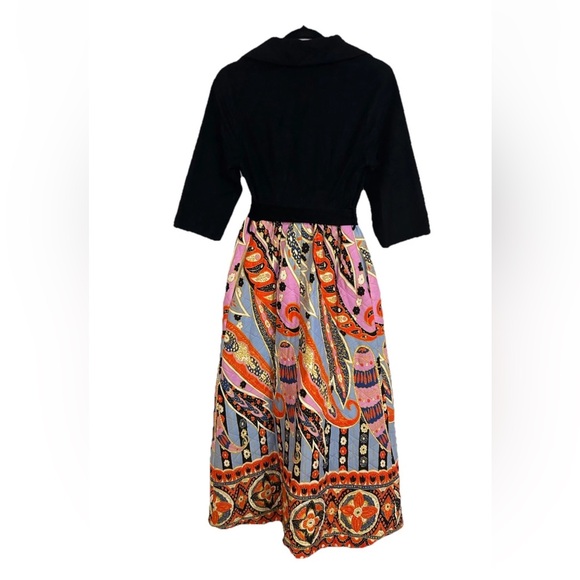 VTG 70’s Psychedelic Printed Quilted Long Sleeve Maxi Dress Dela-Ann Creation M - Picture 12 of 16